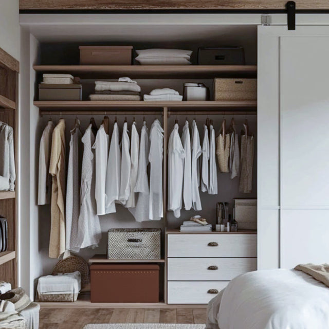 rivet accent foldable storage bin with lid in the cabinet