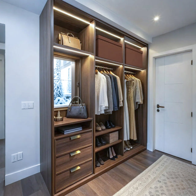 rivet accent foldable storage bin with lid in the cabinet