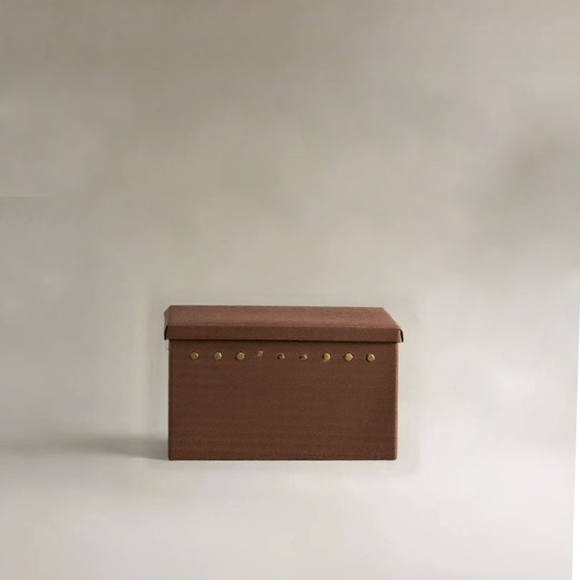 rivet accent foldable storage bin with lid small