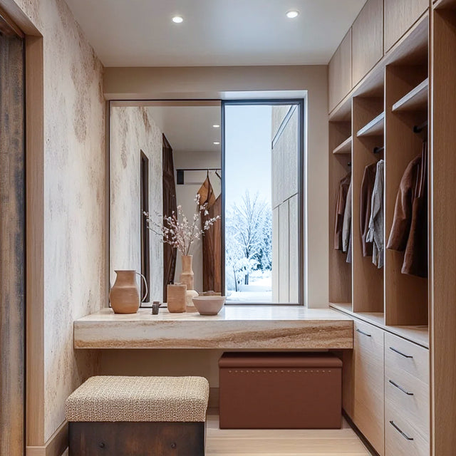 rivet accent foldable storage bin with lid under dressing table