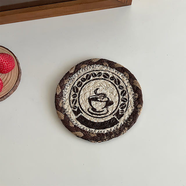 round jute woven table coaster details