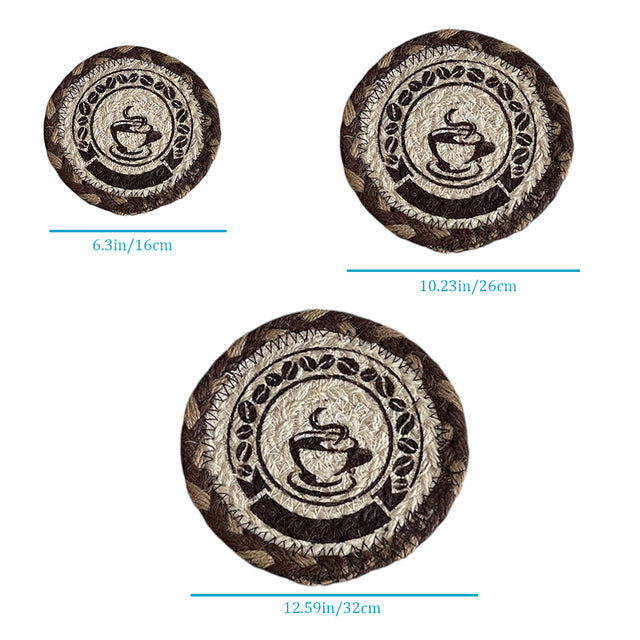 round jute woven table coaster size chart
