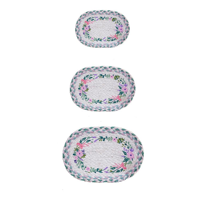 rustic floral woven oval placemat