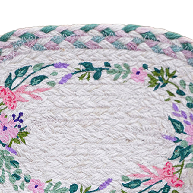 rustic floral woven oval placemat details