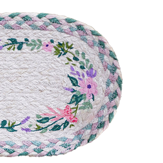 rustic floral woven oval placemat details