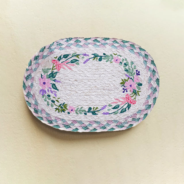 rustic floral woven oval placemat