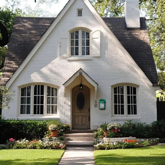 rustic green mailbox hanging near the front door