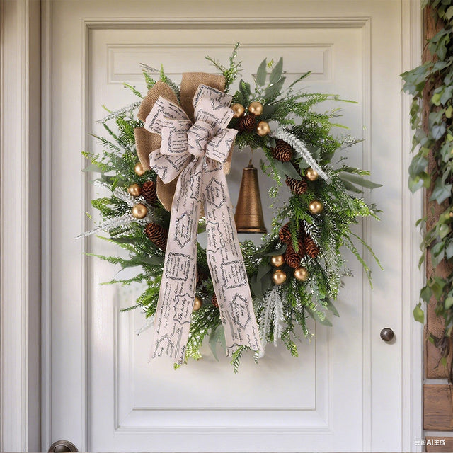 rustic pinecone & bell christmas wreath