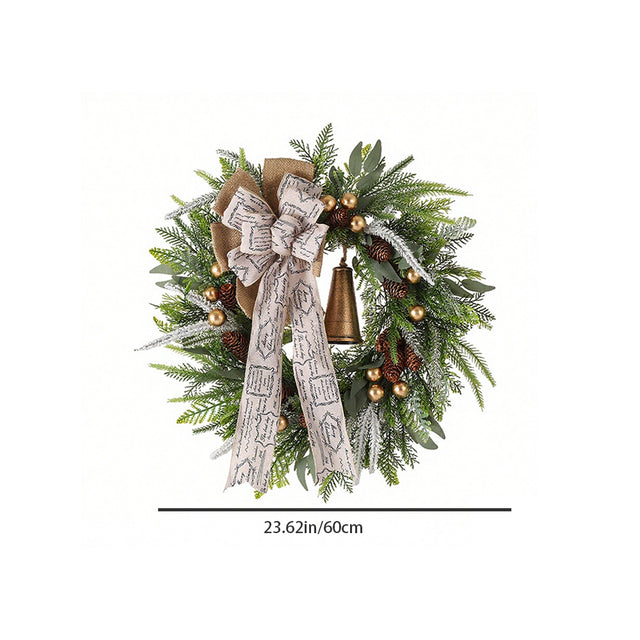 rustic pinecone & bell christmas wreath size chart