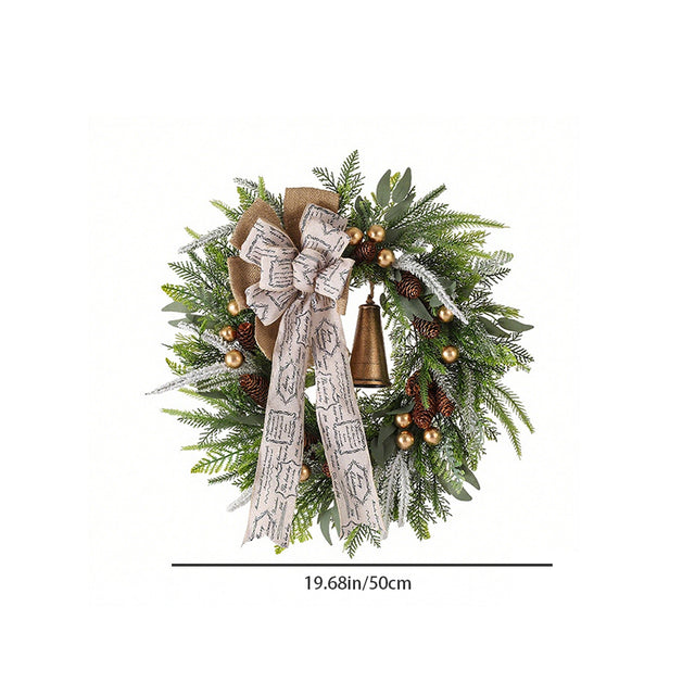 rustic pinecone & bell christmas wreath size chart