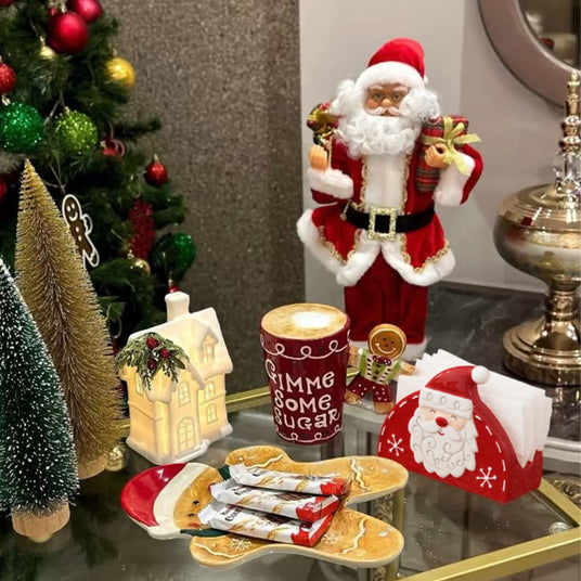 santa ceramic napkin holder as Christmas decor
