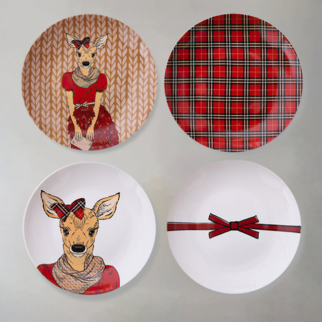 scandinavian deer ceramic wall plate 08121