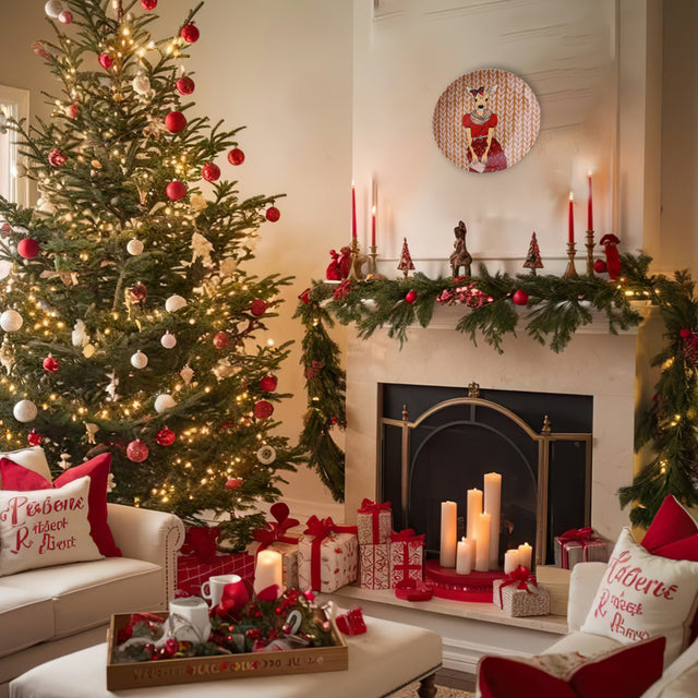 scandinavian deer ceramic wall plate as Christmas decor