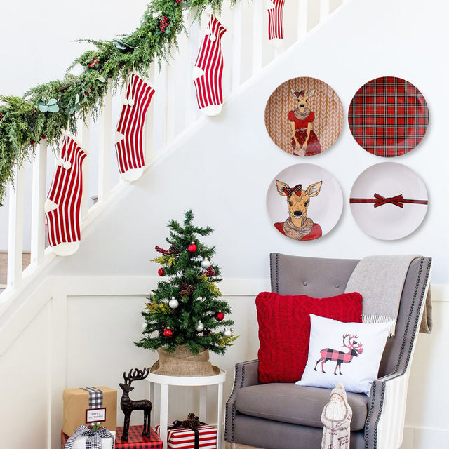 scandinavian deer ceramic wall plate as wall decor