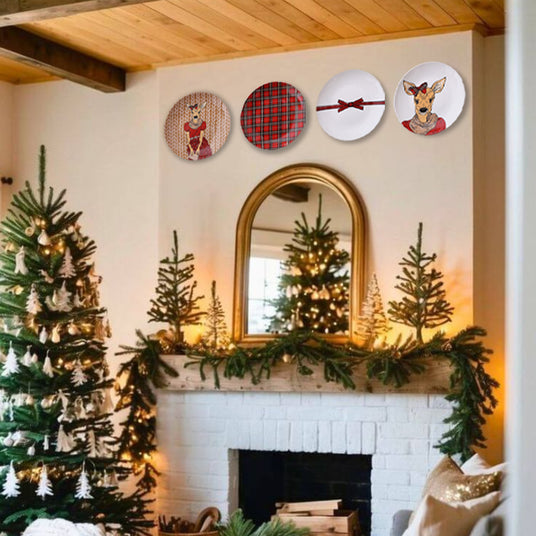 scandinavian deer ceramic wall plate in the living room