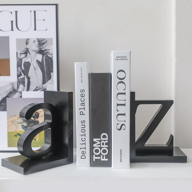 set of 2 MDF letter shaped decorative bookends details