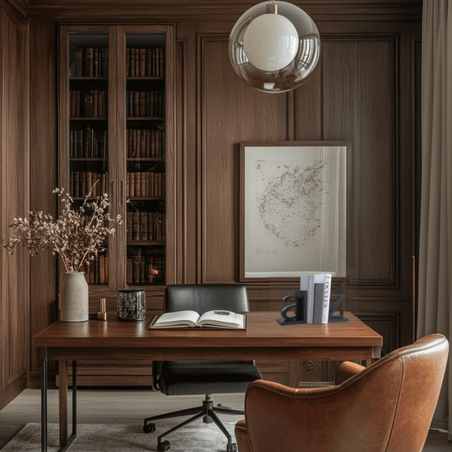 set of 2 MDF letter shaped decorative bookends in the study room