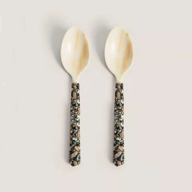 set of 2 natural mother of pearl dessert spoons