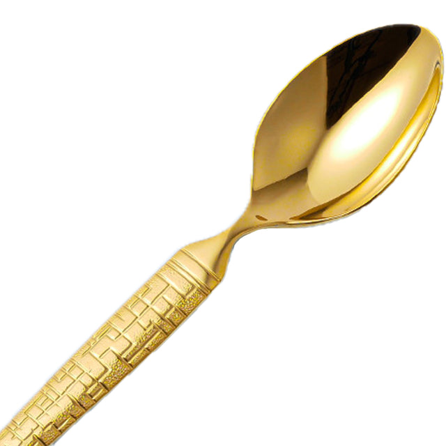 set of 3 stainless steel golden tableware details