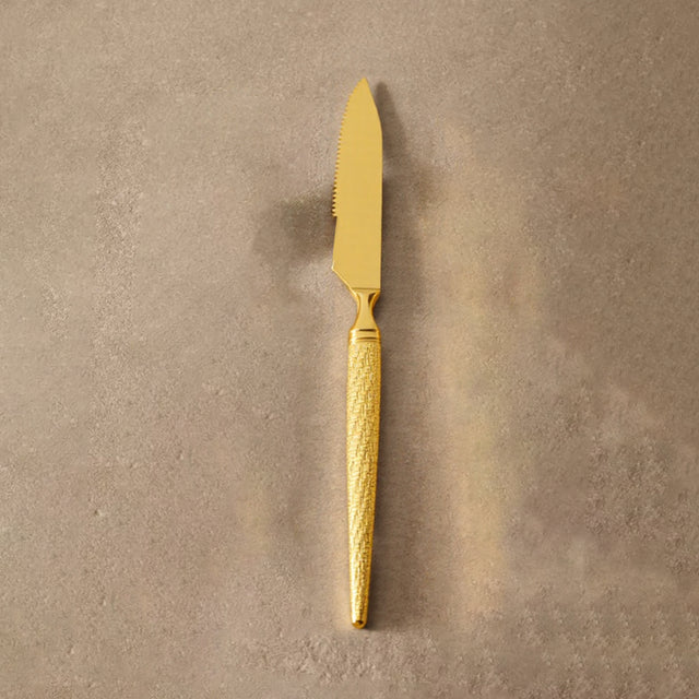 set of 3 stainless steel golden tableware knife