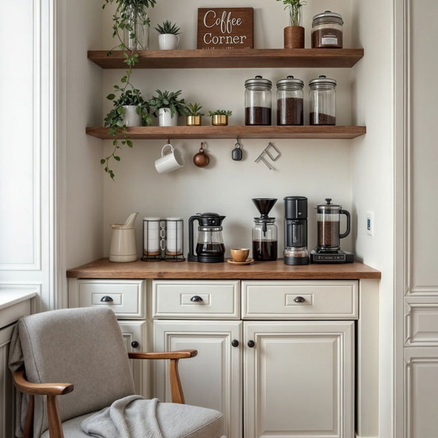set of 6 white ceramic stacking coffee mugs with black metal on the coffee corner