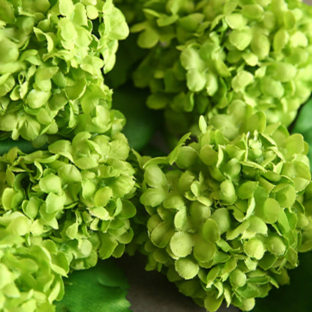 silk green artificial snowball flower details
