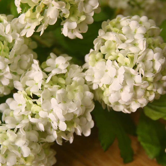 silk white artificial snowball flower details