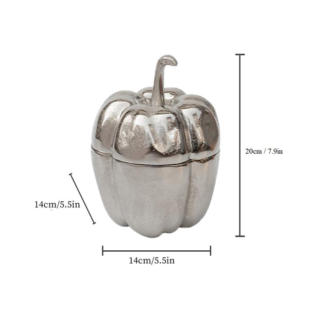 silver pumpkin shaped decorative storage jar size chart