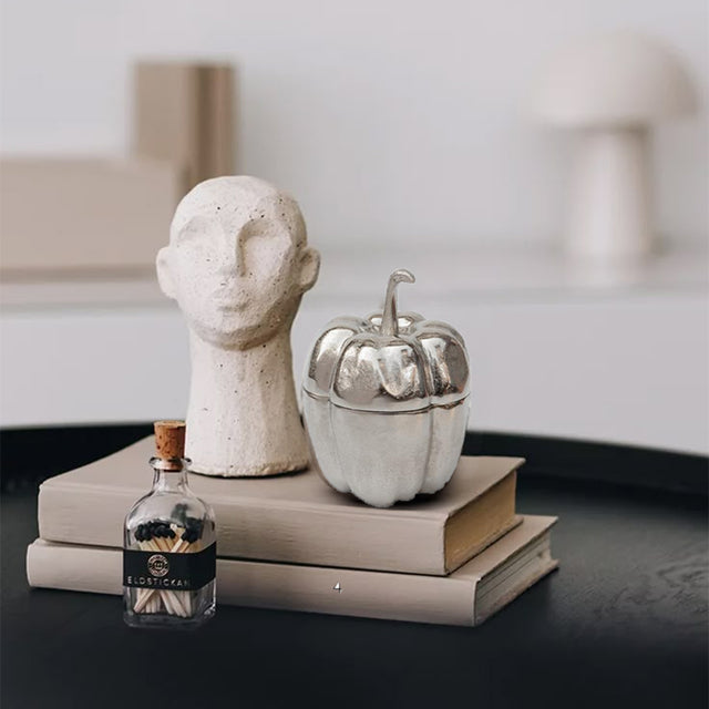 silver pumpkin shaped storage jar for decoration