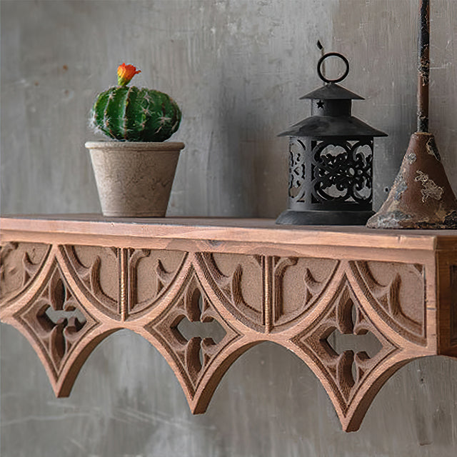 solid wood floating wall shelf details