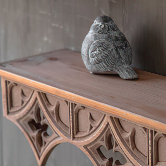 solid wood floating wall shelf details