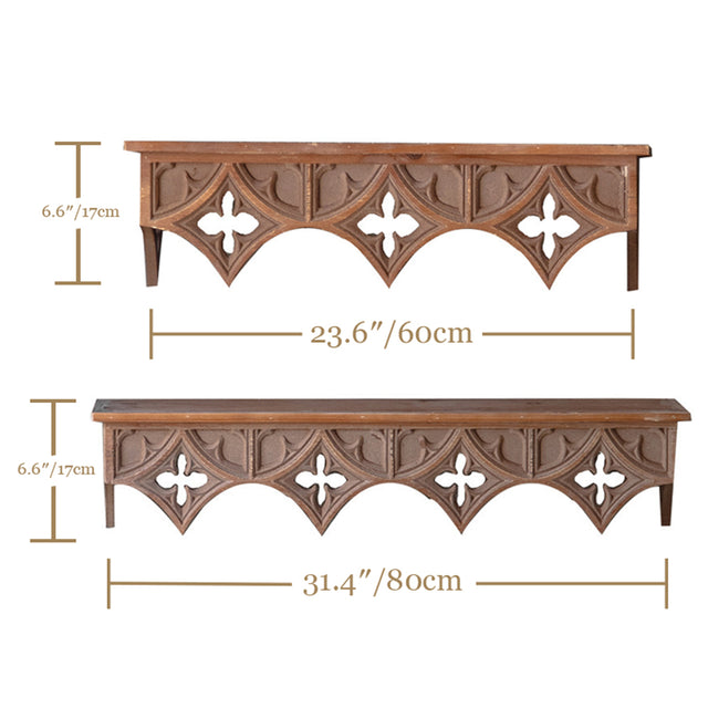 solid wood floating wall shelf size chart