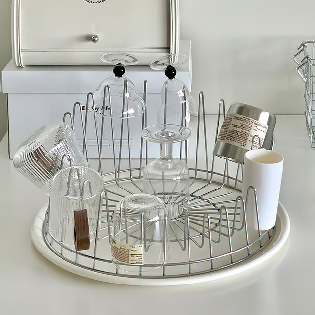 stainless steel dish drying rack with tray details