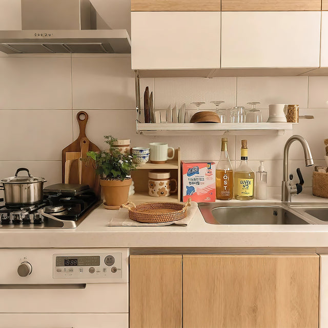 storage rack in kitchen