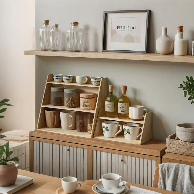 storage rack storing mugs