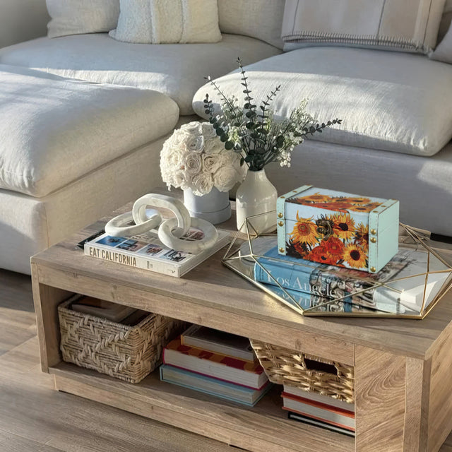 sunflower pu storage box with lids in the living room