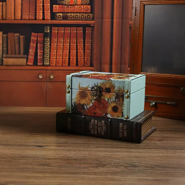 sunflower pu storage box with lids on the table