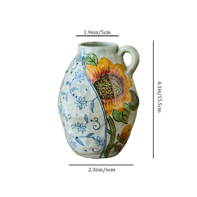 sunflower themed ceramic vase size chart