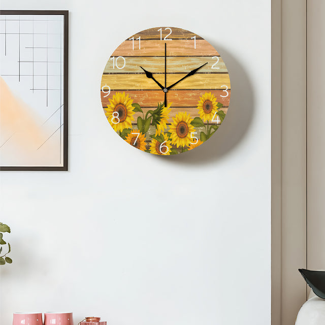 sunflower wall clock hanging on the wall