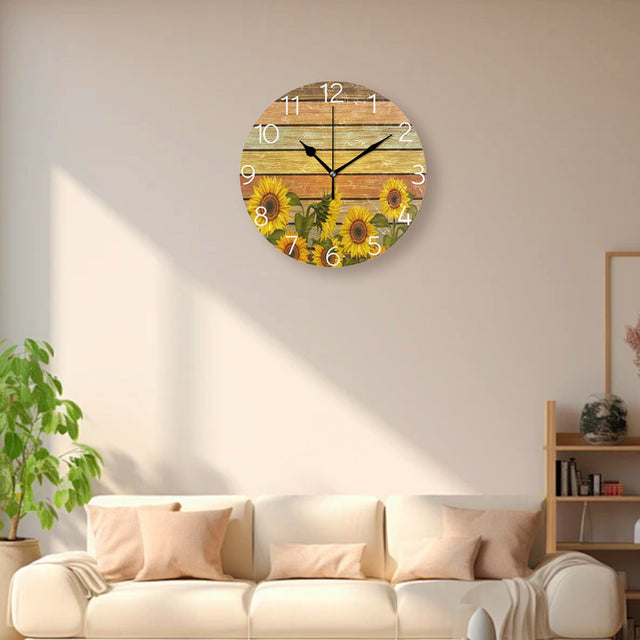 sunflower wall clock in the living room