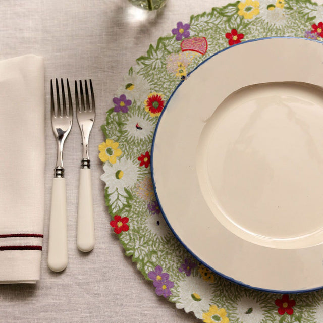 table mat and utensils