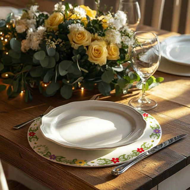 table mat with flowers