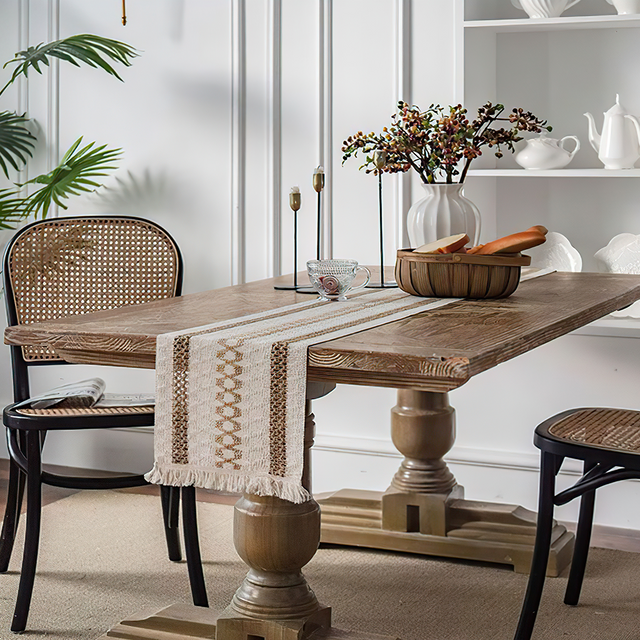 table runner on a wooden table