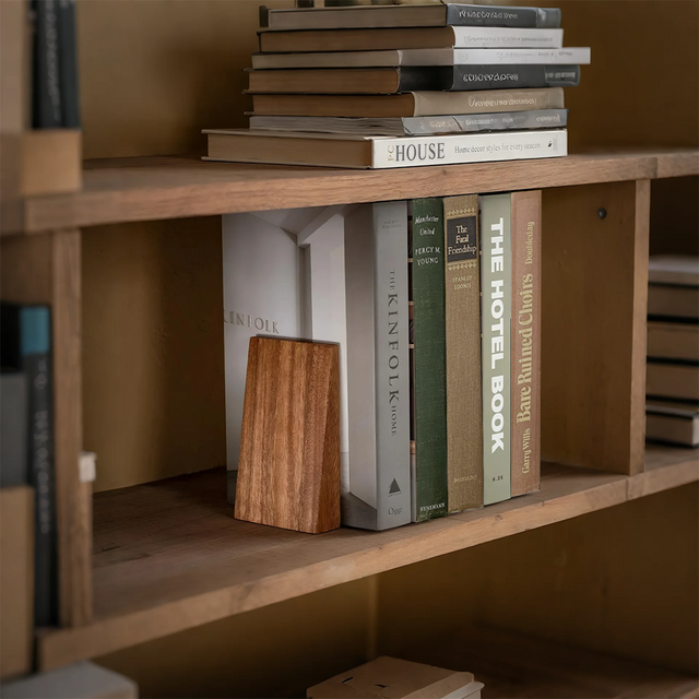 thickened wooden bookends set of 2 on the shelf