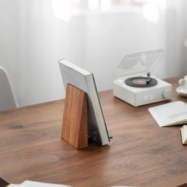 thickened wooden bookends set of 2 on the table