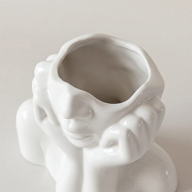 top down view of open face vase opening