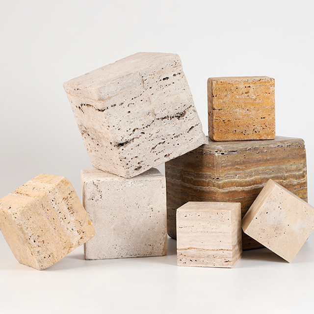 travertine decorative stones pile up