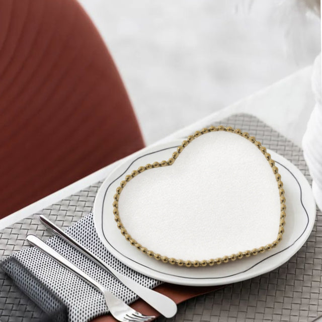 tray with beaded edge on the table