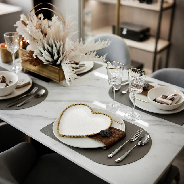 tray with beaded edge on the table