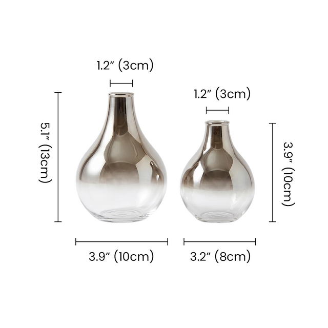 two sizes ombre glass vases dimensions chart